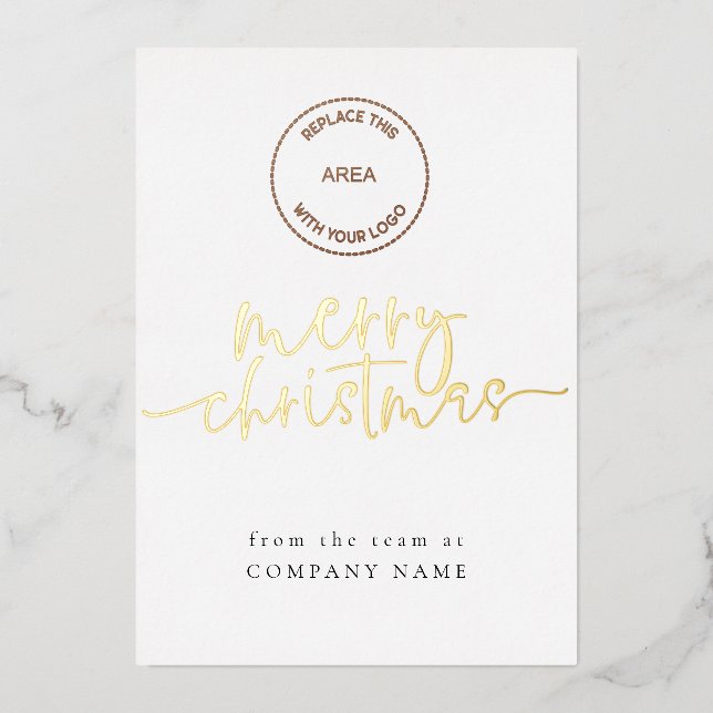 Carte De Vœux En Aluminium Élégant script code QR Logo Joyeux Noël (Recto)