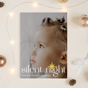 Carte De Vœux En Aluminium Élégant Silent Night Star Photo