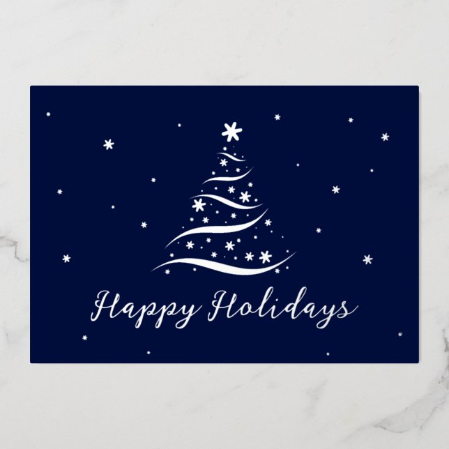 Carte De Vœux En Aluminium Elégant Silver Happy Holidays Company Foil Card (Recto)
