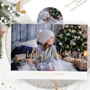 Carte De Vœux En Aluminium Elegant Simple, photo de Custom, Merry Christmas R