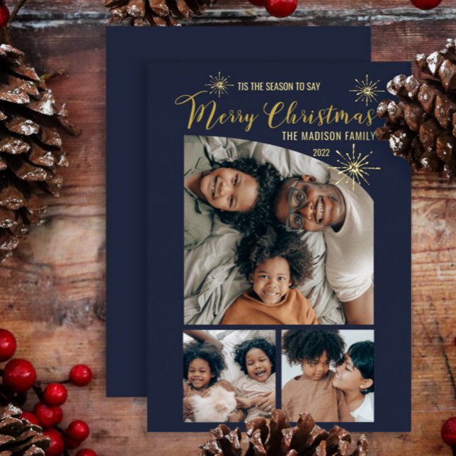 Carte De Vœux En Aluminium Élégant Tapered Top 3 photo Joyeux Noël (Créateur téléchargé)