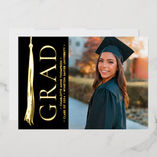 Carte De Vœux En Aluminium Elégant Tassel Grad Photo Moderne