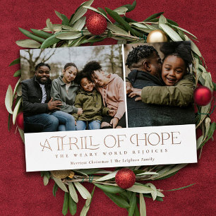 Carte De Vœux En Aluminium Elegant Thrill of Hope White Deux photos Noël