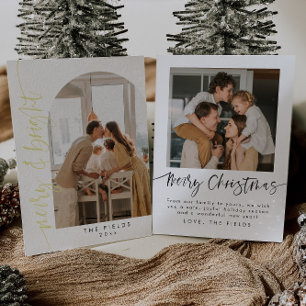 Carte De Vœux En Aluminium Elégante Gold Foil Arch Photo Holiday Card