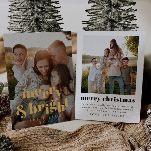 Carte De Vœux En Aluminium Elégante Gold Foil Modern Photo Holiday Card (Créateur téléchargé)