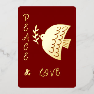 Carte De Vœux En Aluminium Elégante Gold Foil Peace Dove Entreprise Noël