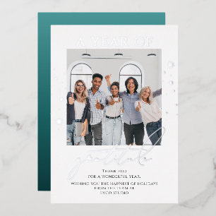 Carte De Vœux En Aluminium Elégante Gratitude Script Photo Entreprise