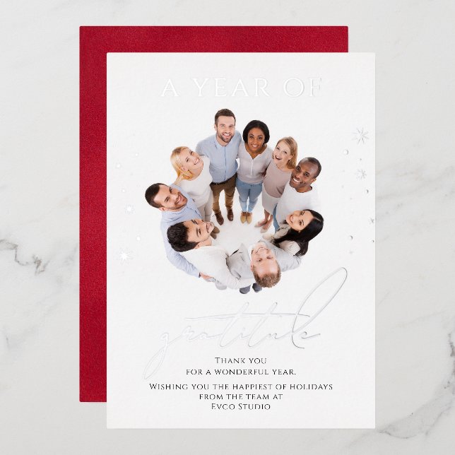 Carte De Vœux En Aluminium Elégante Gratitude Script Photo Entreprise (Recto/Verso)