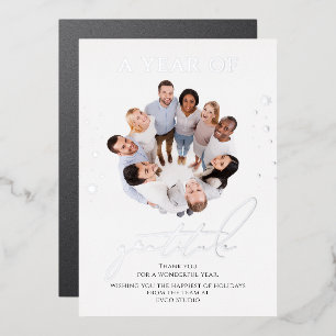 Carte De Vœux En Aluminium Elégante Gratitude Script Photo Entreprise