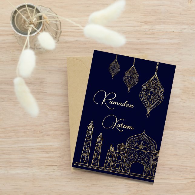 Carte De Vœux En Aluminium Élégante mosquée islamique ornementale Lanternes R (Créateur téléchargé)
