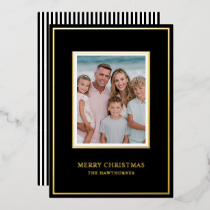 Carte De Vœux En Aluminium Élégante photo de Noël simple noir or