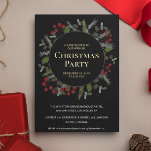 Carte De Vœux En Aluminium Élégante Red Holly Wreath Corporate Christmas part