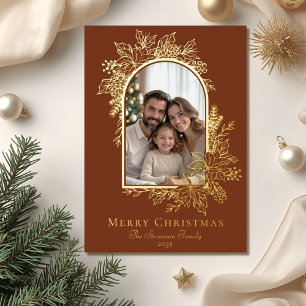Carte De Vœux En Aluminium Élégante Terracotta Joyeux Noël Photo
