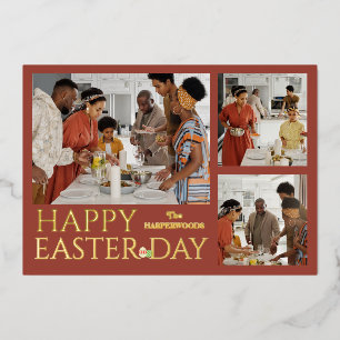 Carte De Vœux En Aluminium élégante Typographie Famille de Pâques trois photo