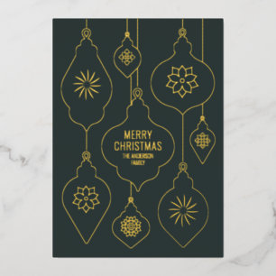 Carte De Vœux En Aluminium Élégante vintage de Noël ornée baubles CC1261