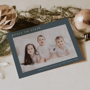 Carte De Vœux En Aluminium EMELIA Bleu Pile Photo Paix sur Terre Noël