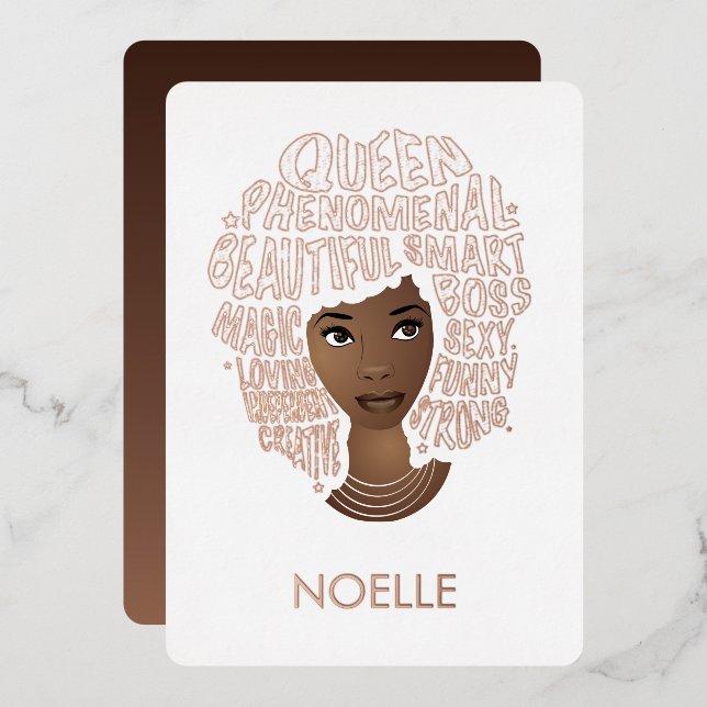 Carte De Vœux En Aluminium Encourager les femmes noires Paroles d'affirmation (Recto/Verso)