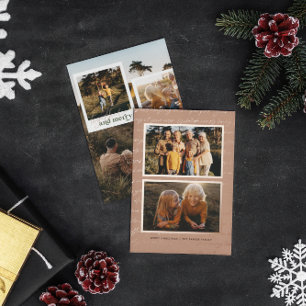 Carte De Vœux En Aluminium Ensemble & Joyeux Cinq Photos de Noël Nostalgiqu