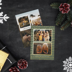 Carte De Vœux En Aluminium Ensemble & Joyeux Cinq Photos de Noël Nostalgiqu