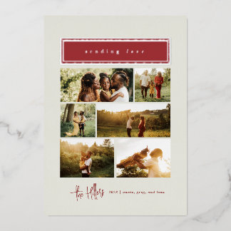 Carte De Vœux En Aluminium Envoi d'amour Rouge et or Photo Collage Famille