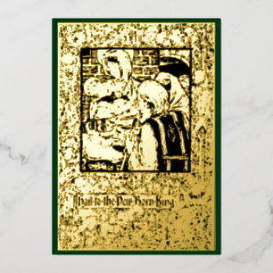 Carte De Vœux En Aluminium Époque victorienne 1898 Nativité de Noël Art Nouve