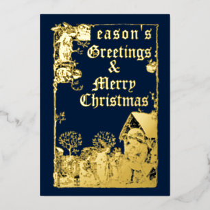 Carte De Vœux En Aluminium Ère victorienne Noël 1892 Nativité & Anges