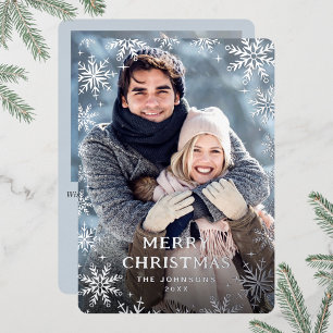 Carte De Vœux En Aluminium Étincelle Joyeux Noël 2 PHOTO Salutation Argent