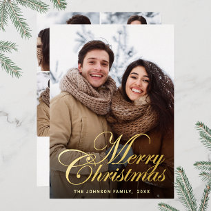 Carte De Vœux En Aluminium Étincelle Joyeux Noël 5 PHOTO Salutation Gold