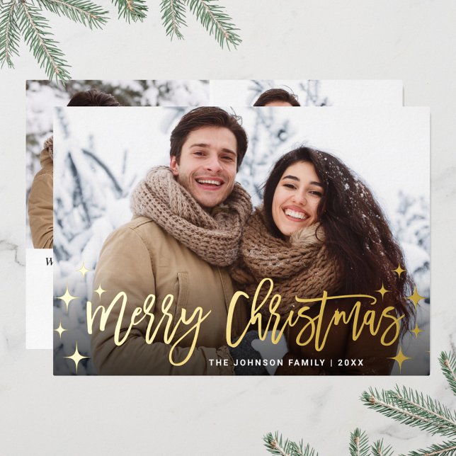 Carte De Vœux En Aluminium Étincelle Noël 3 PHOTO Salutation or (Créateur téléchargé)