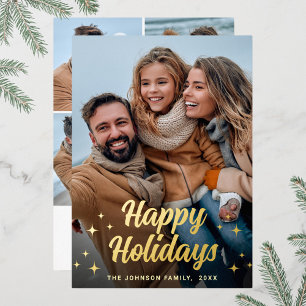 Carte De Vœux En Aluminium Étincelle Noël 5 PHOTO Salutation or