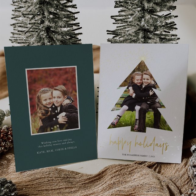 Carte De Vœux En Aluminium Étoile lumineuse | Happy Holidays Photo (Créateur téléchargé)
