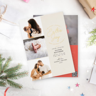 Carte De Vœux En Aluminium Extra Joy Photo Red Holiday Faire-part de naissanc