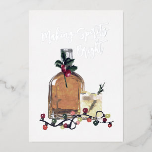 Carte De Vœux En Aluminium Faire des esprits brillant Festif Whisky Real Foil
