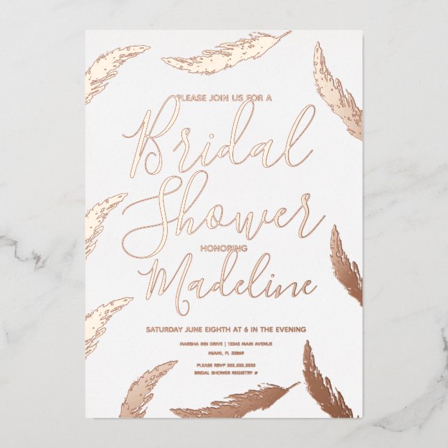 Carte De Vœux En Aluminium Faire-part de Mariage et de Baby Shower Pampas Pre (Recto)