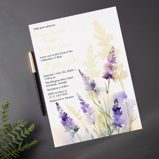 Carte De Vœux En Aluminium Faire-part de mariage fleur sauvage Lavender