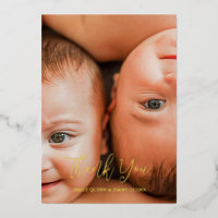 Faire-part de naissance photo Twin Overjoyed Merci