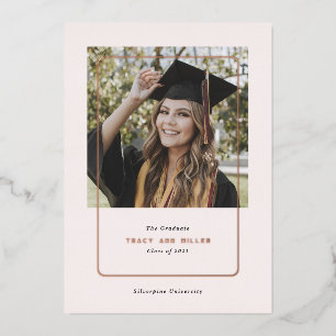 Carte De Vœux En Aluminium Faire-part de remise de diplôme chic rose doré blu
