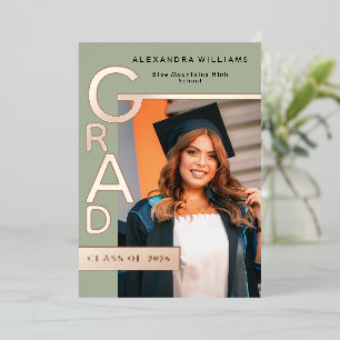 Carte De Vœux En Aluminium Faire-part de remise de diplôme Jade Moderne avec