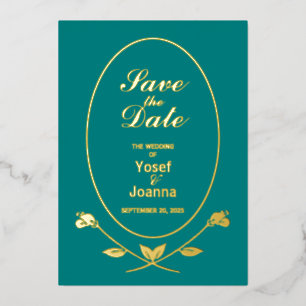 Carte De Vœux En Aluminium Faire-part Mariage turquoise et Foil