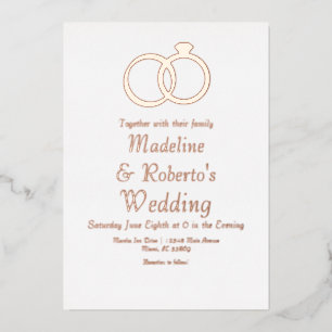 Carte De Vœux En Aluminium Faire-parts de mariage en feuille d'or rose pressé