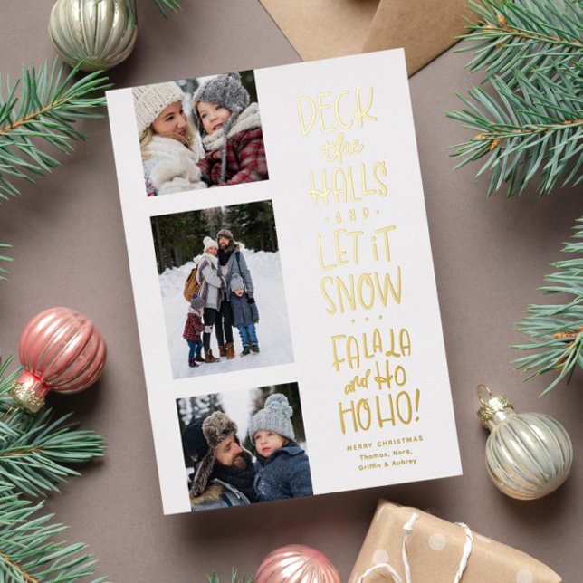 Carte De Vœux En Aluminium Falala Hohoho mignon amusant trois photos Noël (Créateur téléchargé)