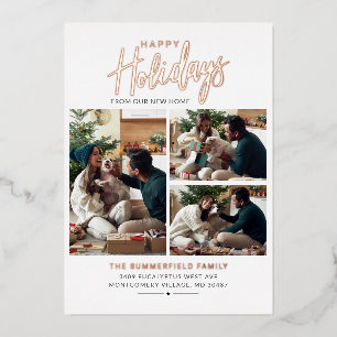 Carte De Vœux En Aluminium Famille de Noël Collage photo Nouveau Accueil Rose