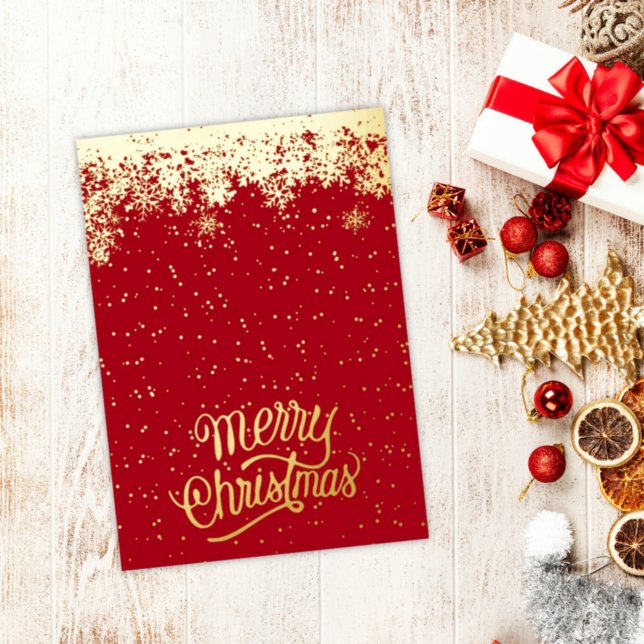Carte De Vœux En Aluminium Famille de photos de Noël Rouge moderne (Créateur téléchargé)