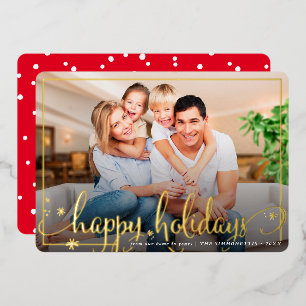 Carte De Vœux En Aluminium FAMILLE PHOTO amusante calligraphie Happy Holidays