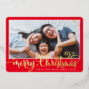 Carte De Vœux En Aluminium FAMILLE PHOTO amusante calligraphie Joyeux Noël ro