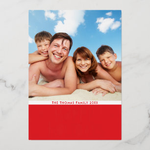Carte De Vœux En Aluminium FAMILLE PHOTO NOËL typographie moderne heureux Hol
