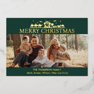 Carte De Vœux En Aluminium Famille Photo Simple Nativité Noël religieux