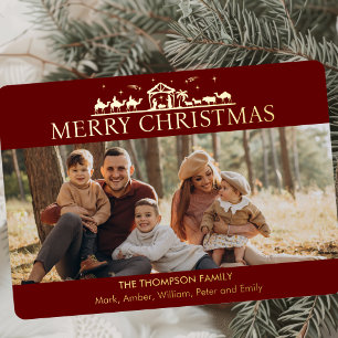 Carte De Vœux En Aluminium Famille Photo Simple Nativité Noël religieux