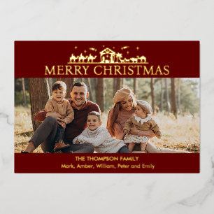 Carte De Vœux En Aluminium Famille Photo Simple Nativité Noël religieux