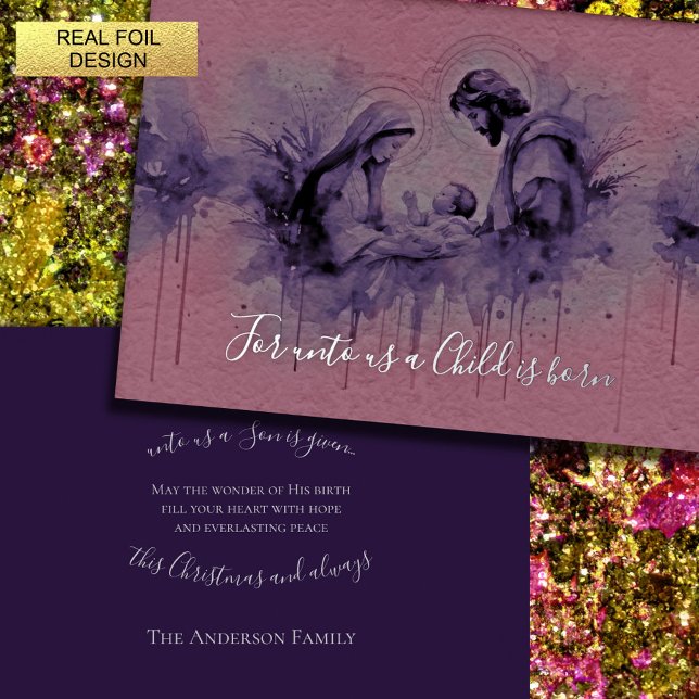 Carte De Vœux En Aluminium Famille sainte rose et pourpre (Créateur téléchargé)